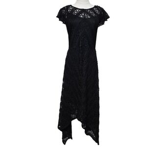 Torrid Dress Womens 1X 14-16 Black Lace Hanky Hem Flutter Sleeve‎ Evening Party